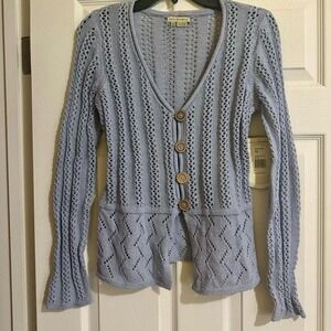 Royal Robbins New Womens Size M Blue Crochet Open Knit Shrug Sweater Cardigan